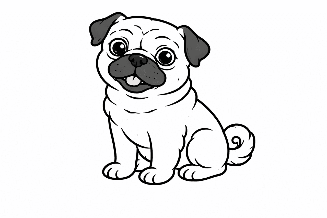 Mops mit großen Augen - Ausmalbild