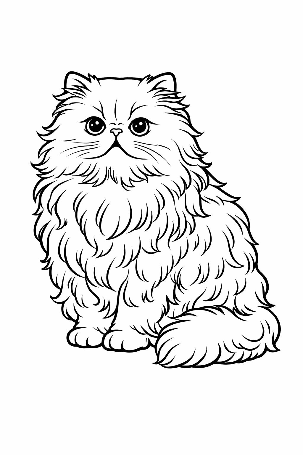 Flauschige Perserkatze - Ausmalbild