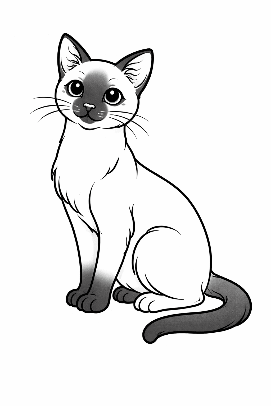 Elegante Siamkatze - Ausmalbild