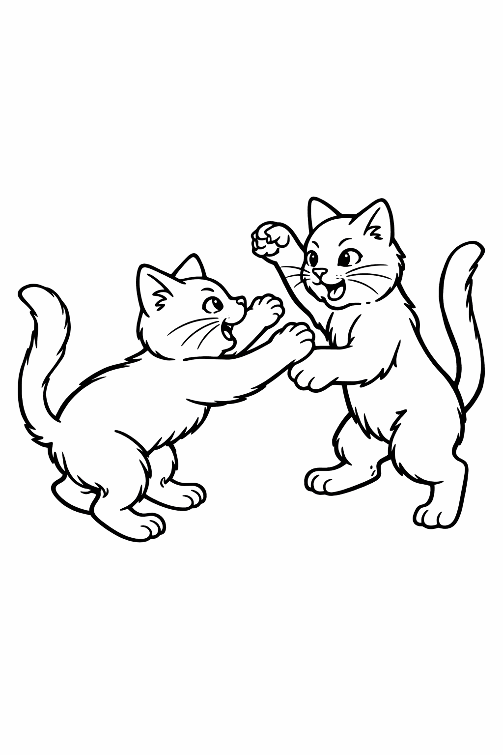 Zwei Katzen spielen - Ausmalbild