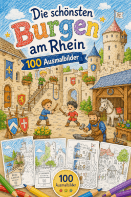 Die schönsten Burgen am Rhein - 100 Ausmalbilder Cover Die schönsten Burgen am Rhein - 100 Ausmalbilder