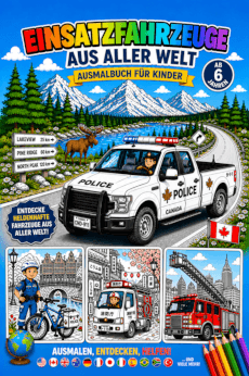 Einsatzfahrzeuge aus aller Welt - Ausmalbuch für Kinder ab 6 Jahren Cover Einsatzfahrzeuge aus aller Welt - Ausmalbuch für Kinder ab 6 Jahren