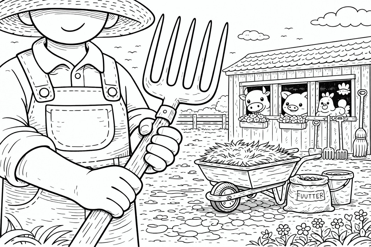 Bäuerliche Arbeit - Ausmalbild