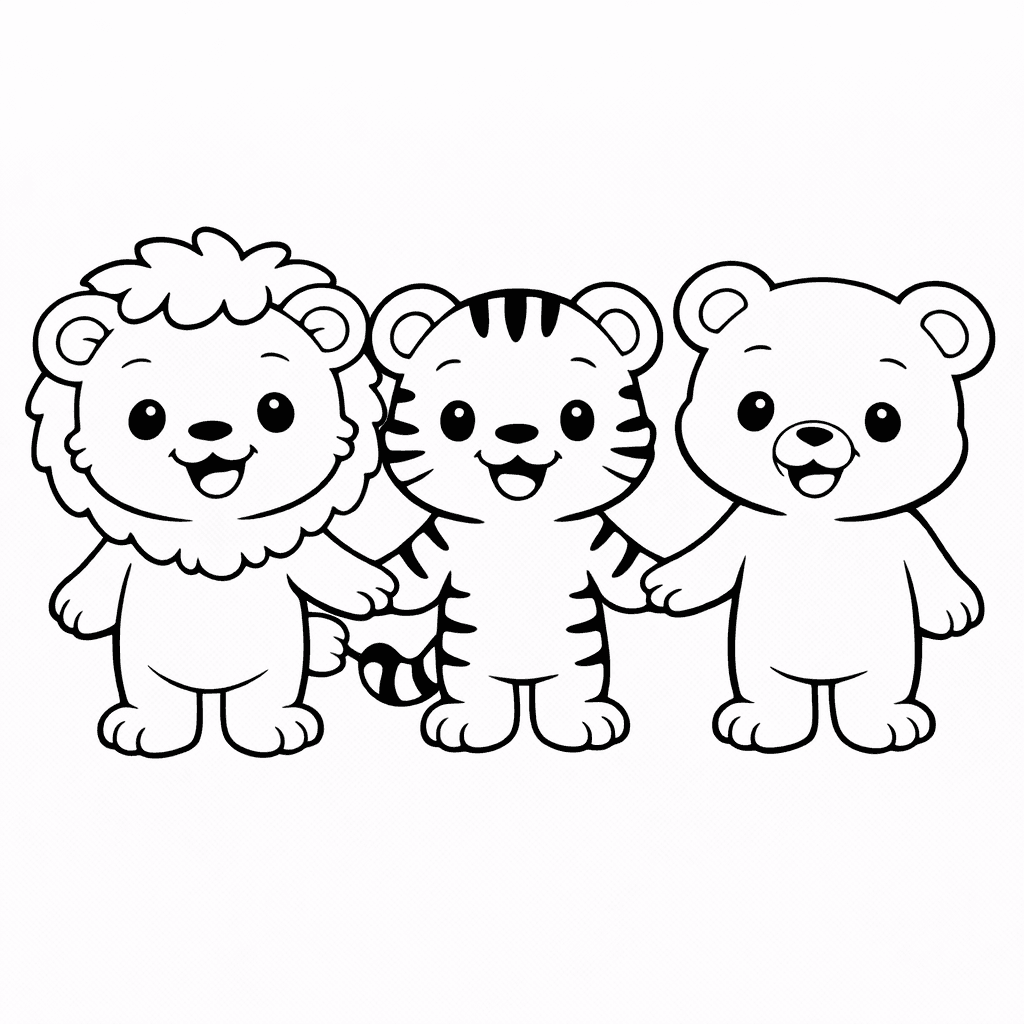 Babytiger, BäR Und LöWenjunge HäNdchen Haltend