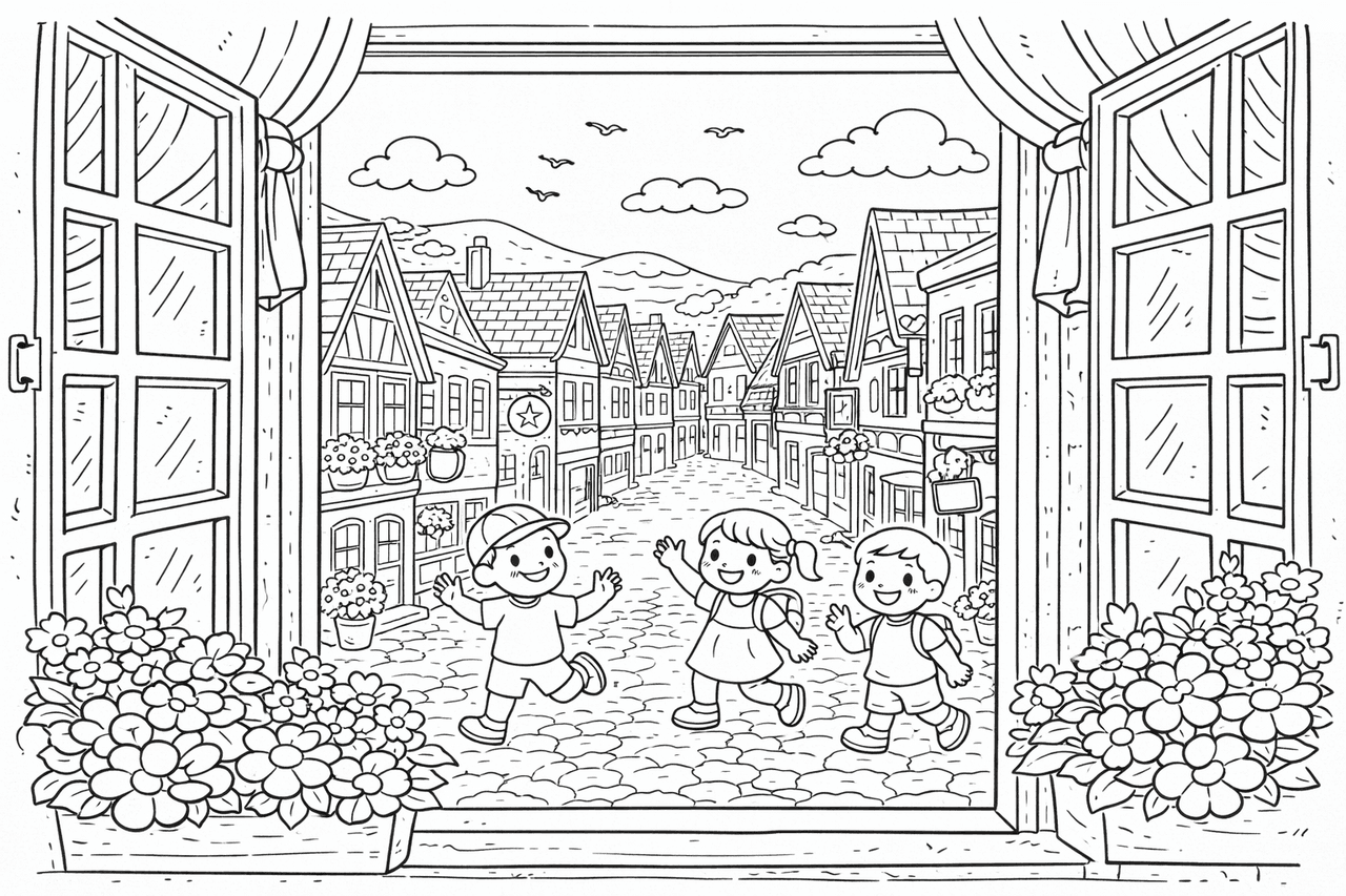 Historische Altstadt von Bad Honnef - Ausmalbild