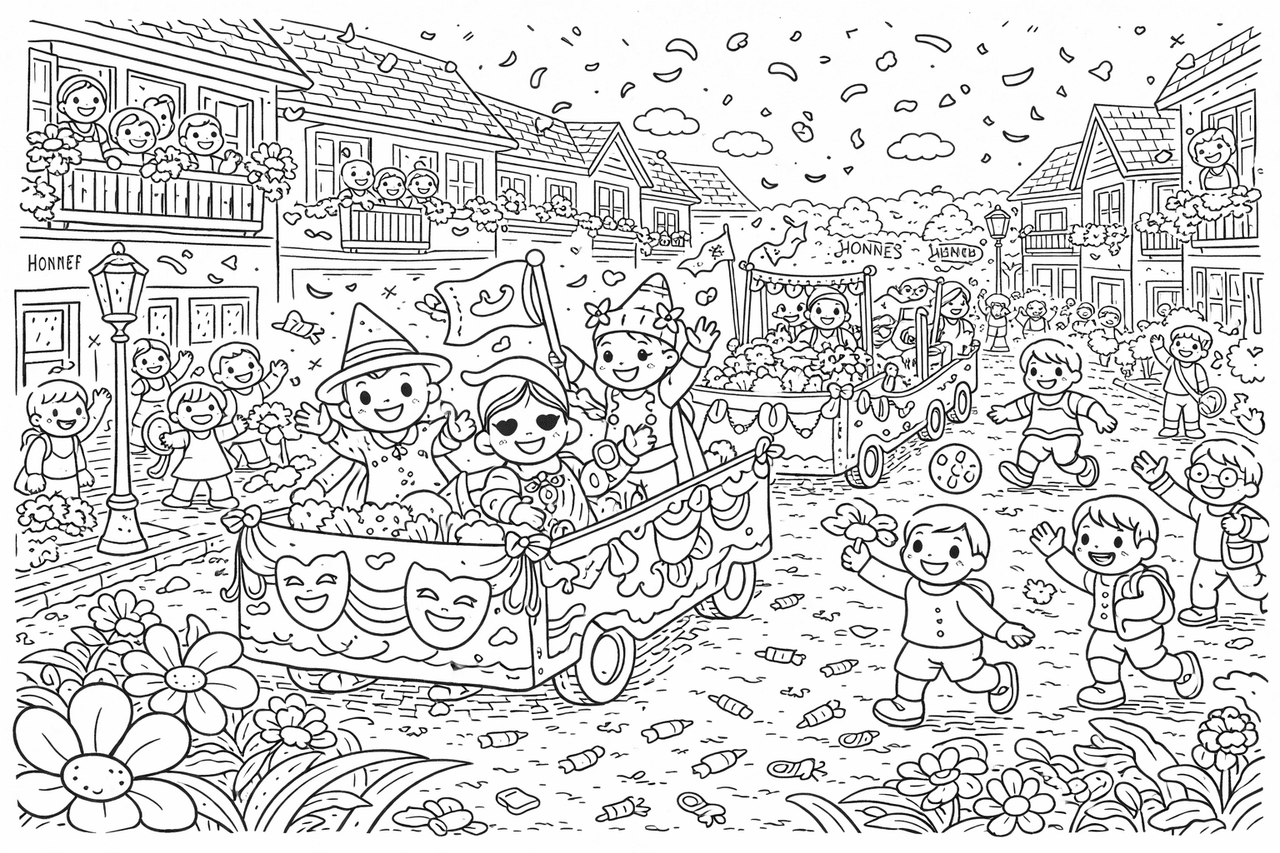 Siebengebirge Panorama - Ausmalbild