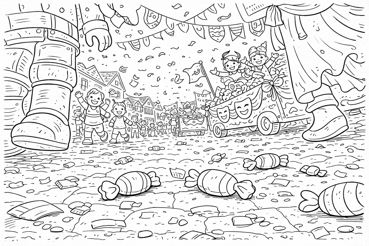 Fachwerkhäuser in der Altstadt - Ausmalbild