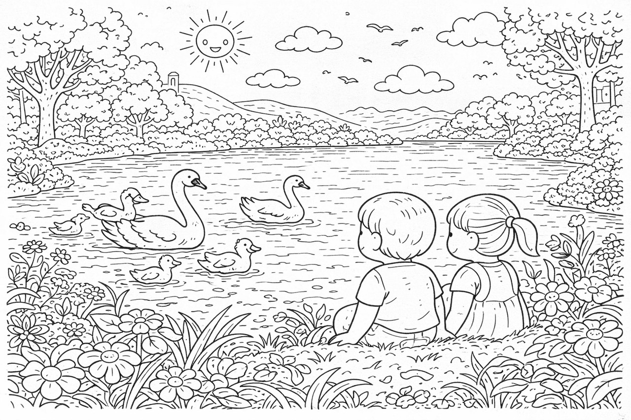 Weinberg am Rhein - Ausmalbild