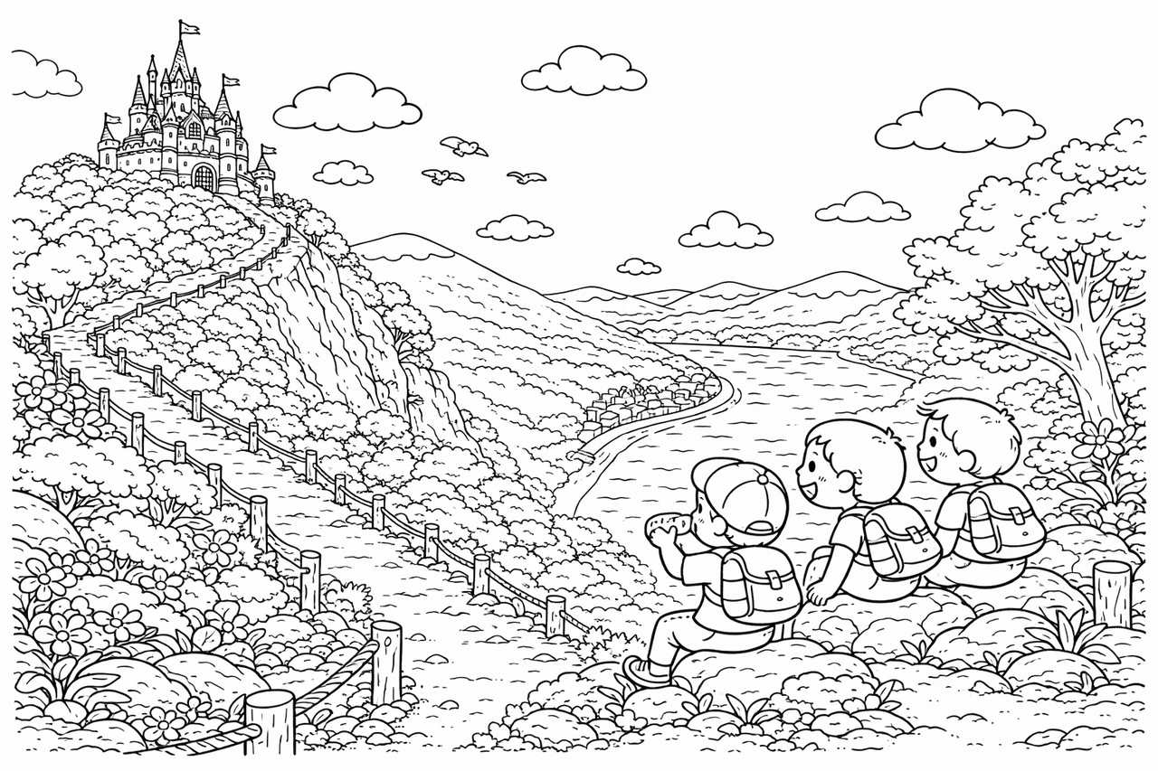 Drachenfelsbahn auf dem Berg - Ausmalbild