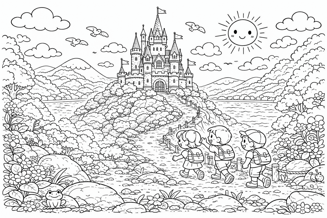 Wanderweg durch das Siebengebirge - Ausmalbild