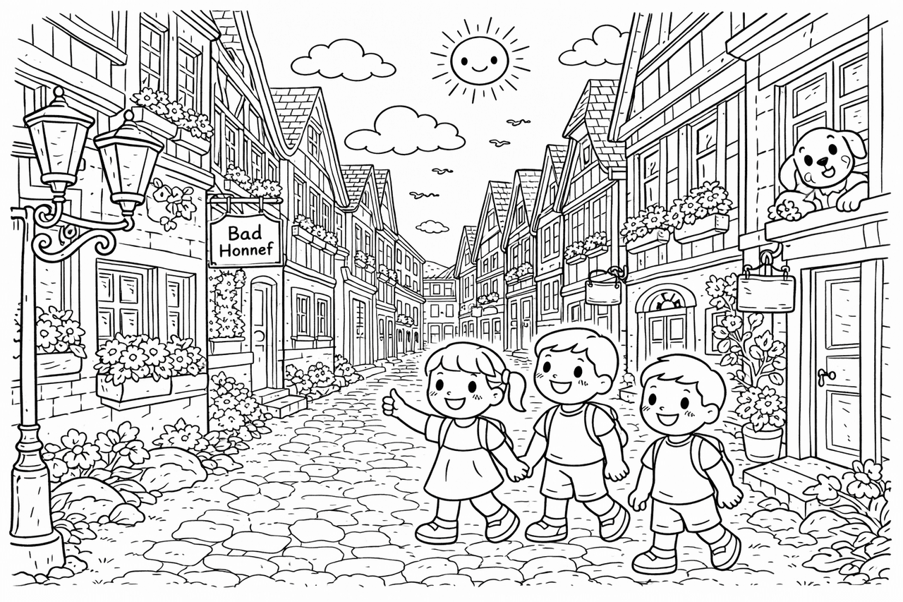 Blick vom Drachenfels auf den Rhein - Ausmalbild