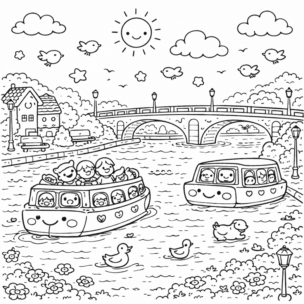 Bootsfahrt auf der Spree - Ausmalbild