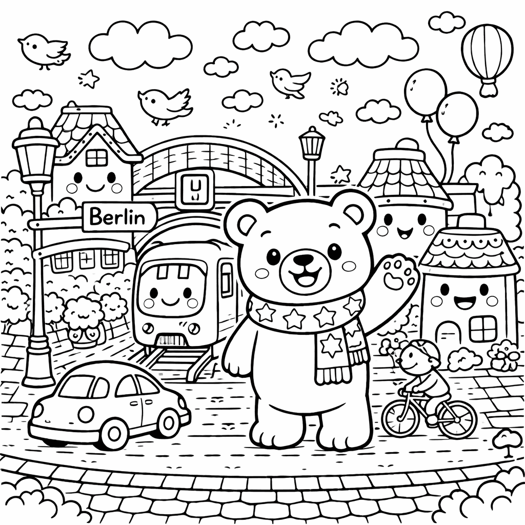 Lustige Berliner Bären - Ausmalbild