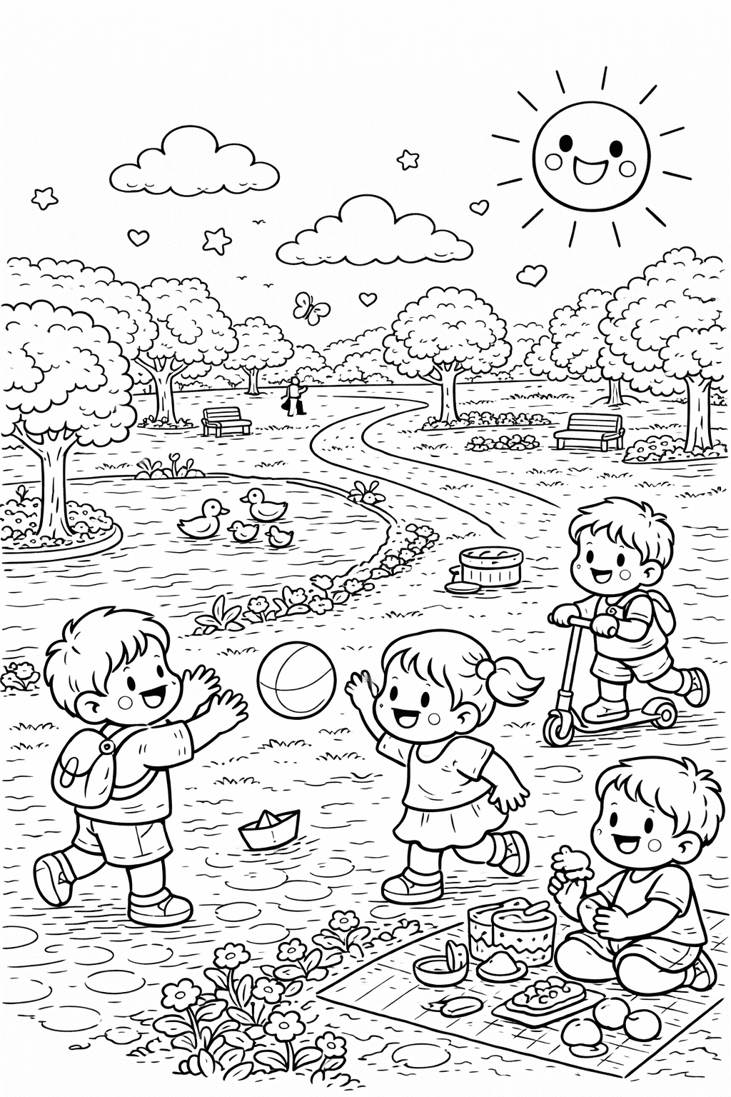 Spiele im Bürgerpark Bremen - Ausmalbild