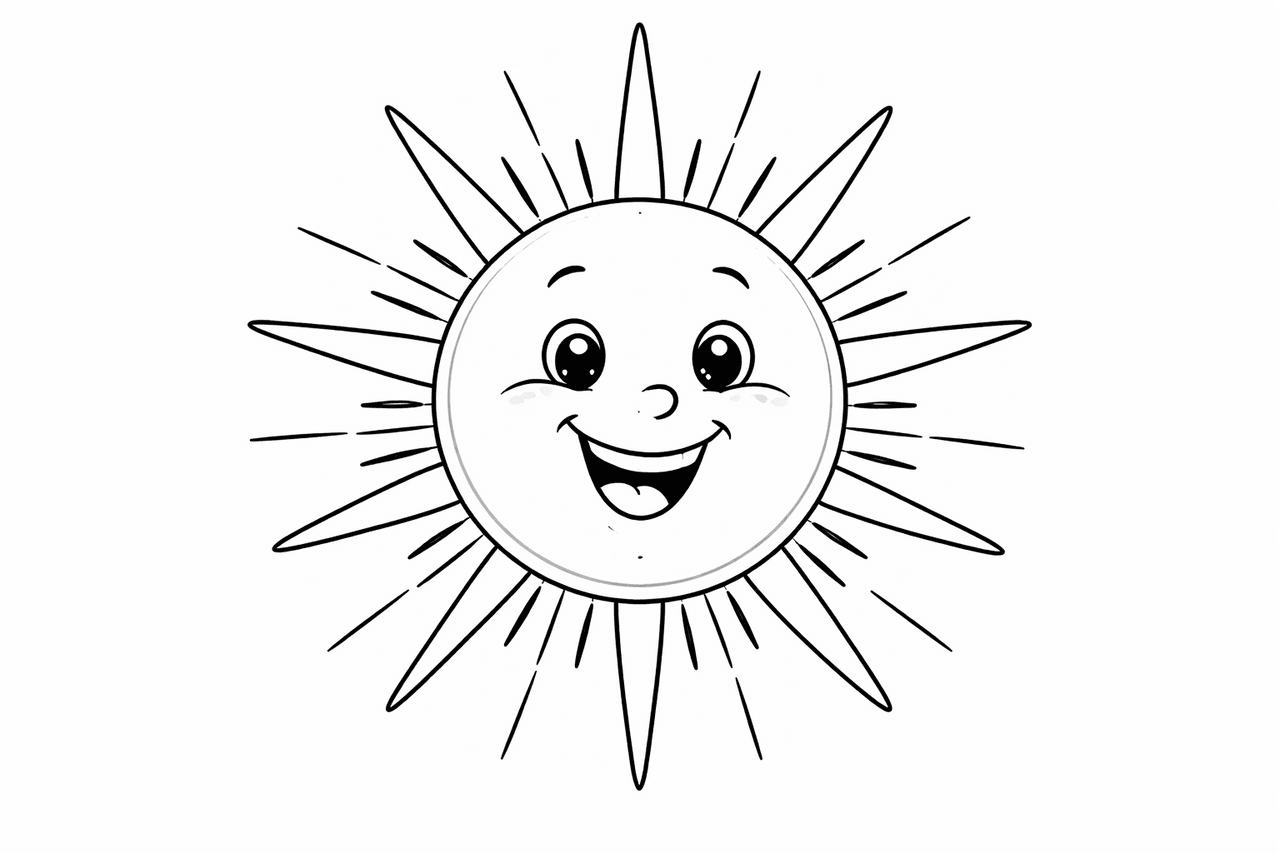 Fröhliche Sonne - Ausmalbild