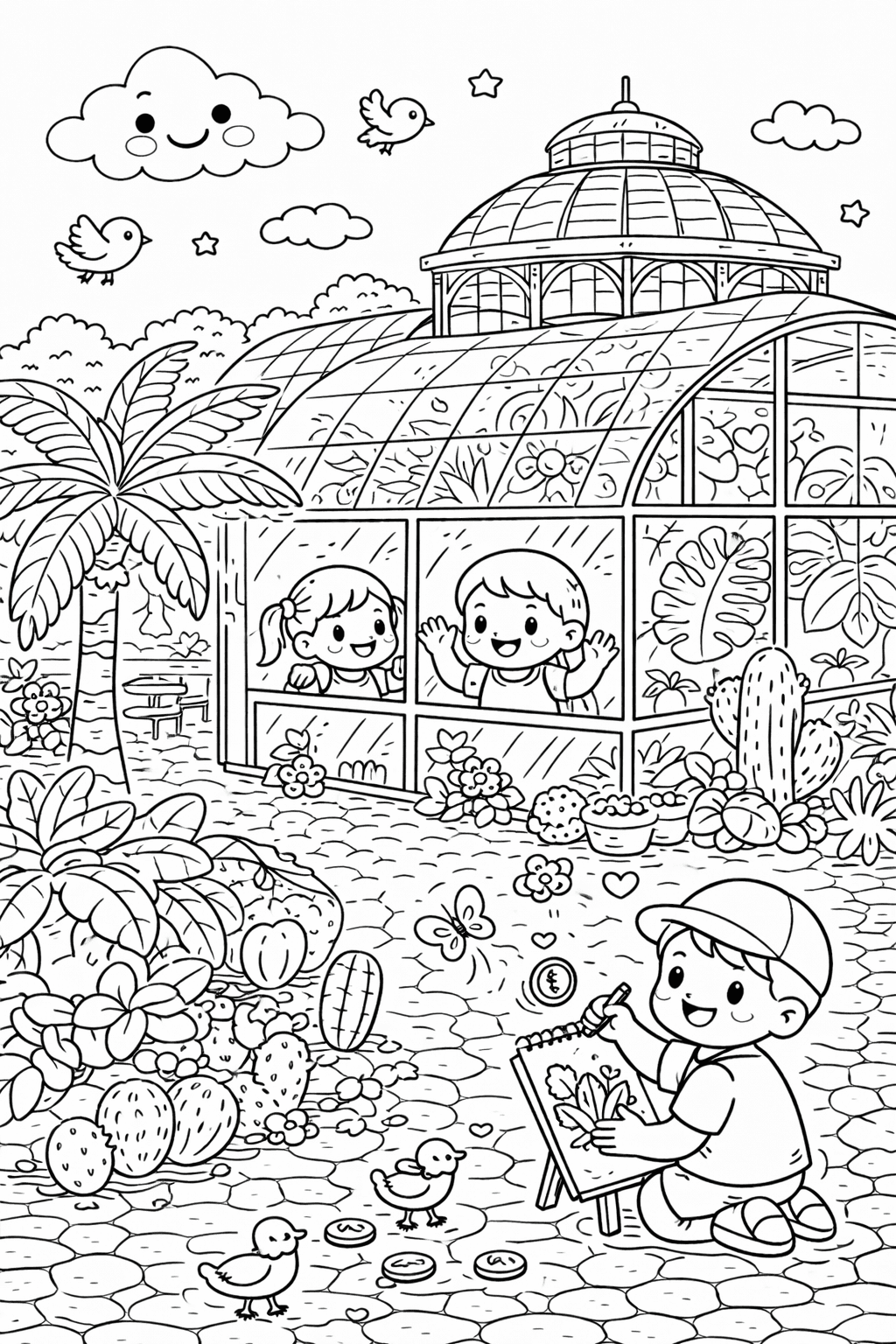 Kinder im Palmengarten - Frankfurt Ausmalbild