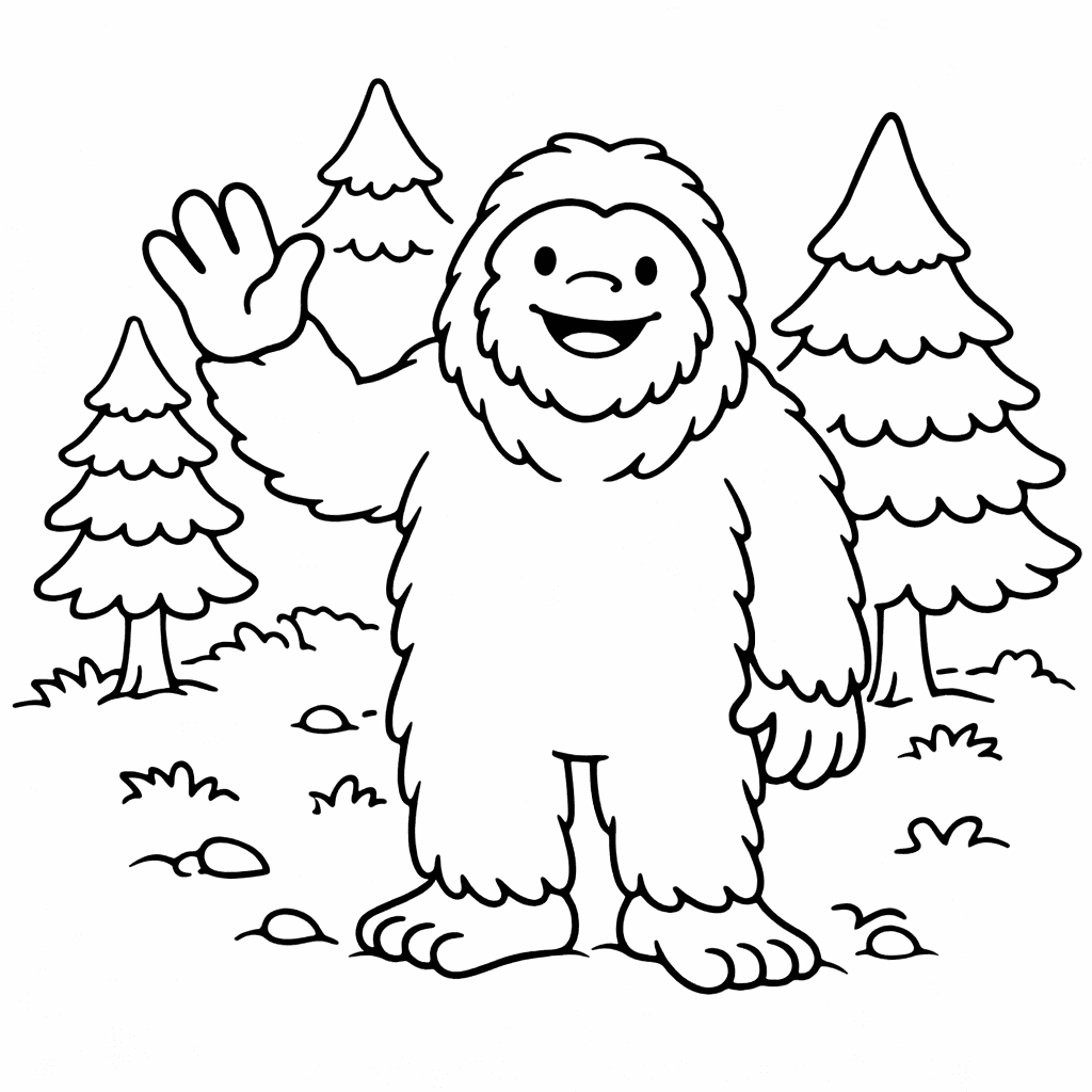 Freundlicher Bigfoot Im Wald