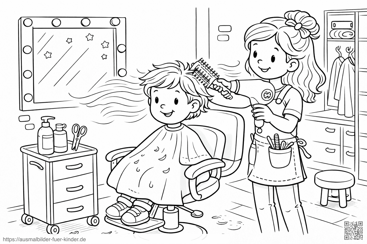 Friseurtermin für einen Jungen - Ausmalbild Friseurtermin für einen Jungen - Ausmalbild