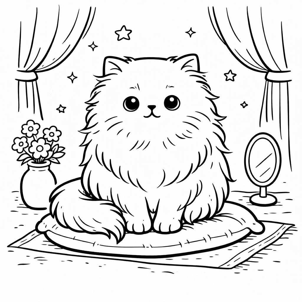 Katzen_fluffy Persian Cat Auf Gemütlichem Bett