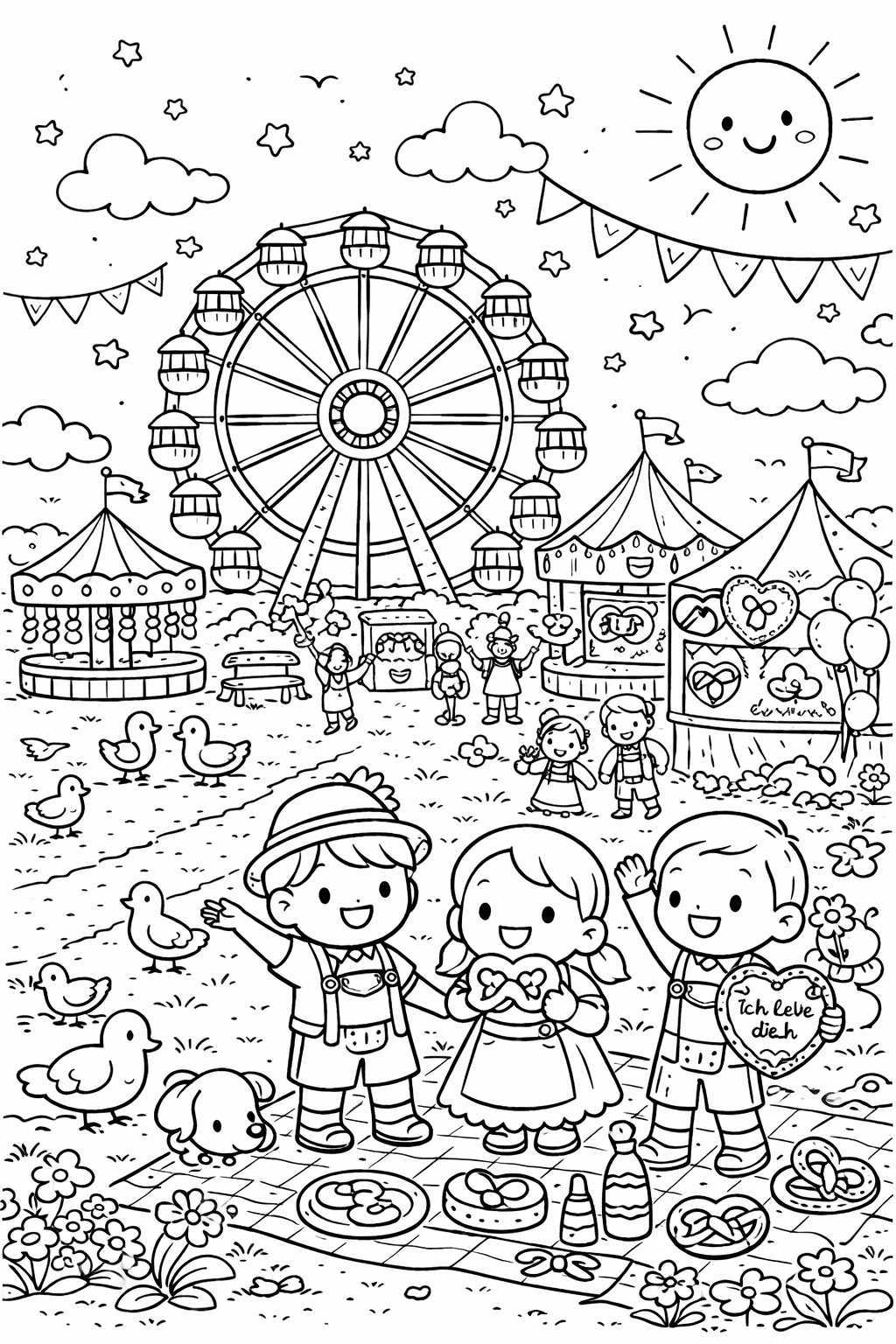 Oktoberfest Spaß in München - Ausmalbild