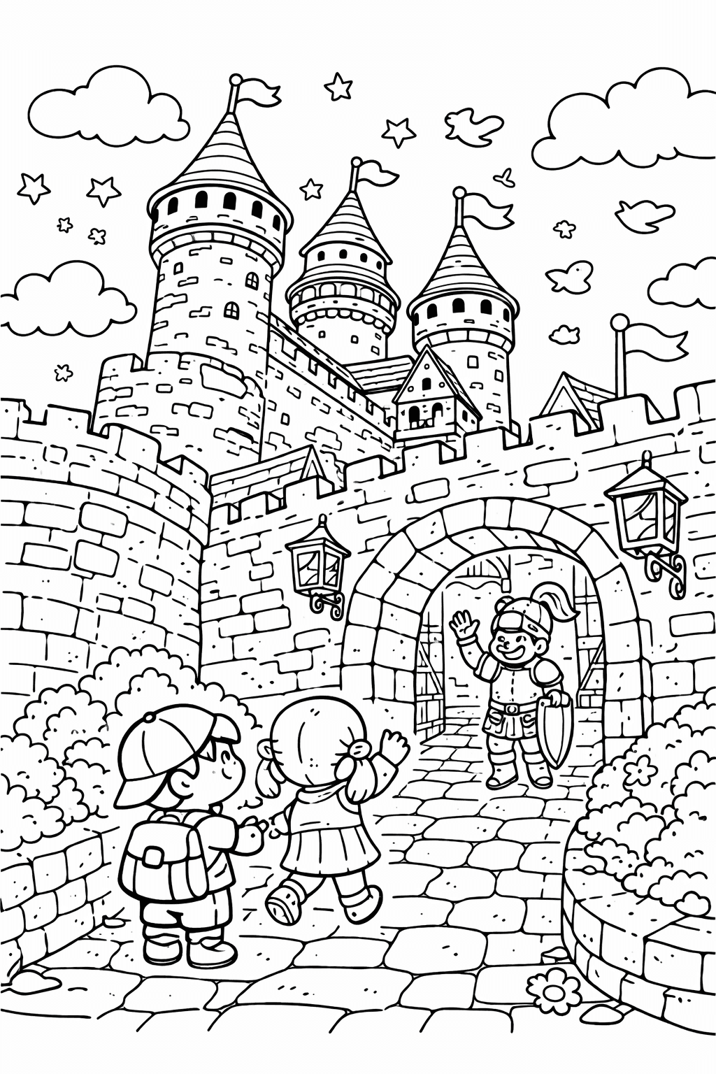 Auf dem Weg zur Kaiserburg - Nürnberg Ausmalbild