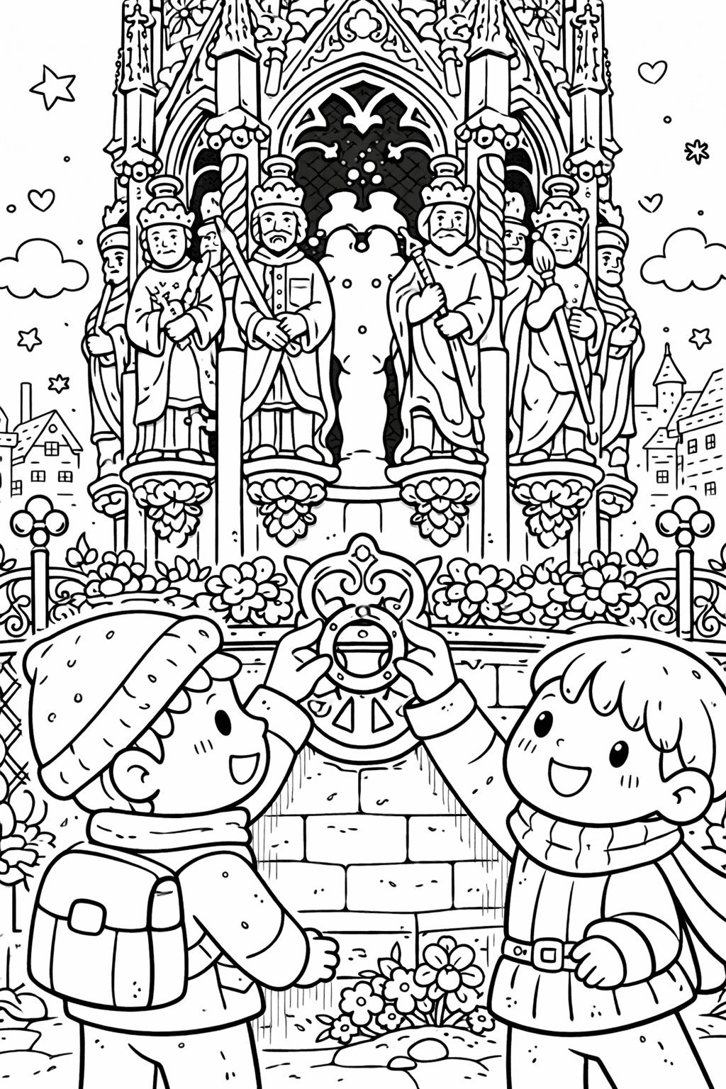 Glücksring am Schönen Brunnen - Nürnberg Ausmalbild