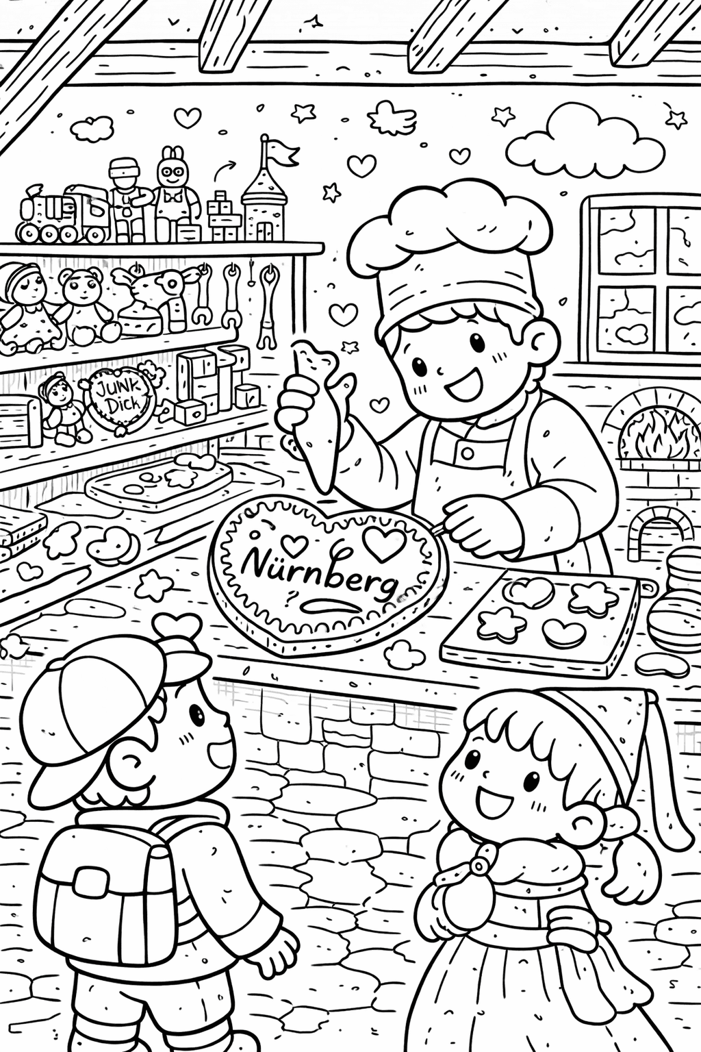 Nürnberger Lebkuchen-Bäckerei Kawaii - Ausmalbild