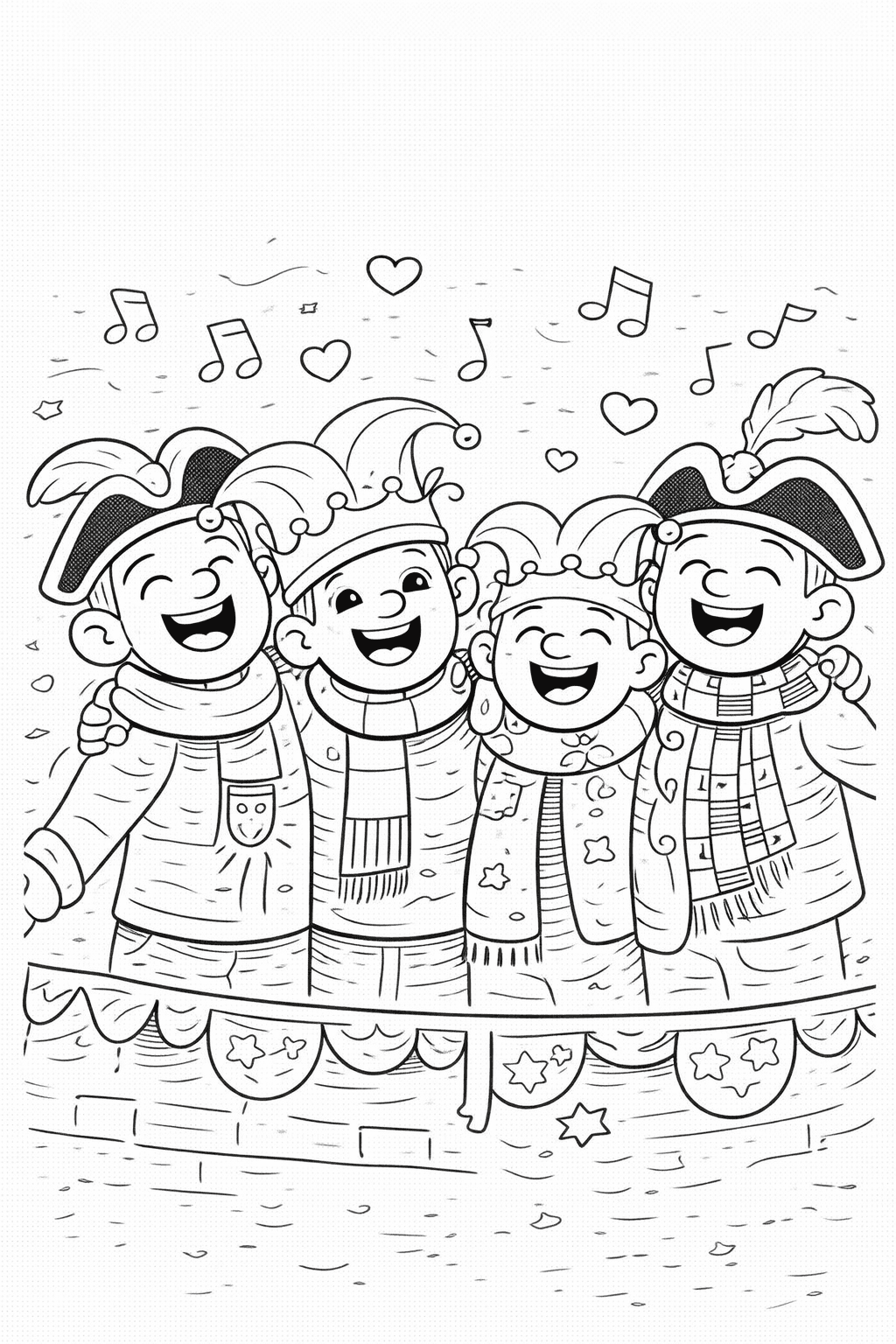 Sängerisches Karnevalquartett In Schwarzweiß