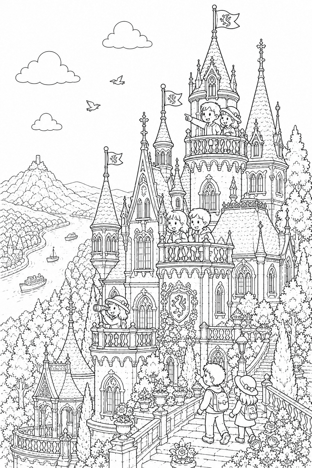 Schloss Drachenburg Aussichtstürme Ausmalbild Schloss Drachenburg Aussichtstürme Ausmalbild