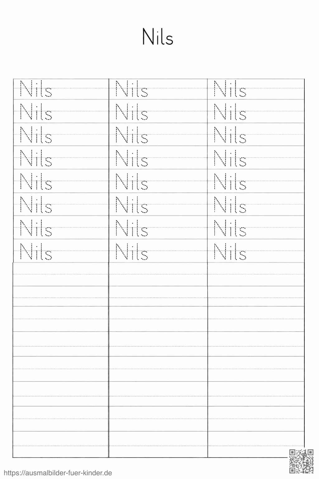 Arbeitsblatt zum Üben des Namens Nils - Namen Übungsblatt Arbeitsblatt zum Üben des Namens Nils - Namen Übungsblatt