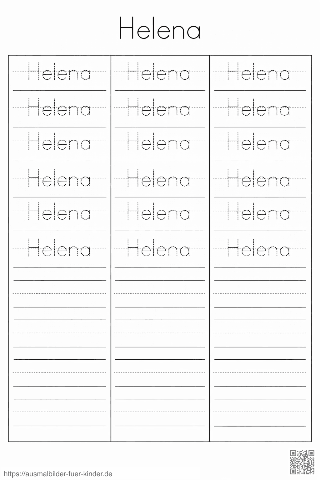 Handschriftübung für den Namen Helena - Namen Übungsblatt Handschriftübung für den Namen Helena - Namen Übungsblatt