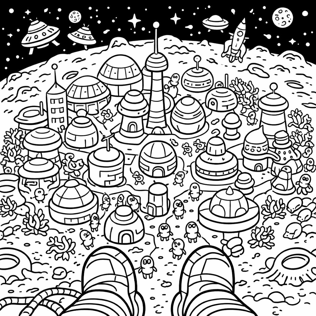 Außerirdische Stadt - Ausmalbild