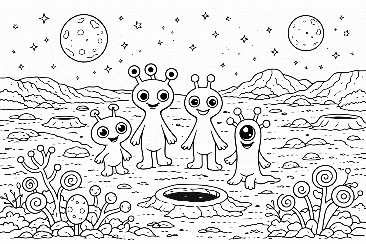 Freundliche Außerirdische - Ausmalbild
