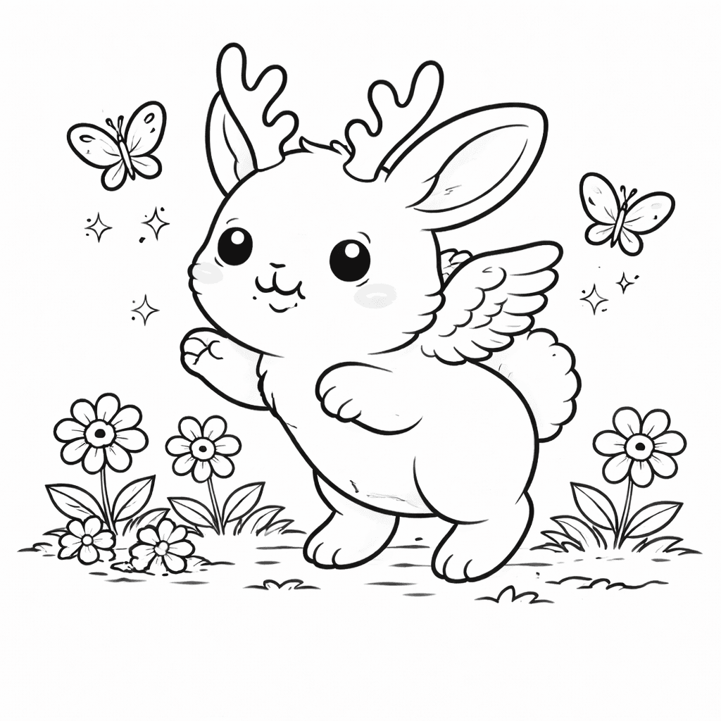 Wolpertinger In Einem Blumigen Garten